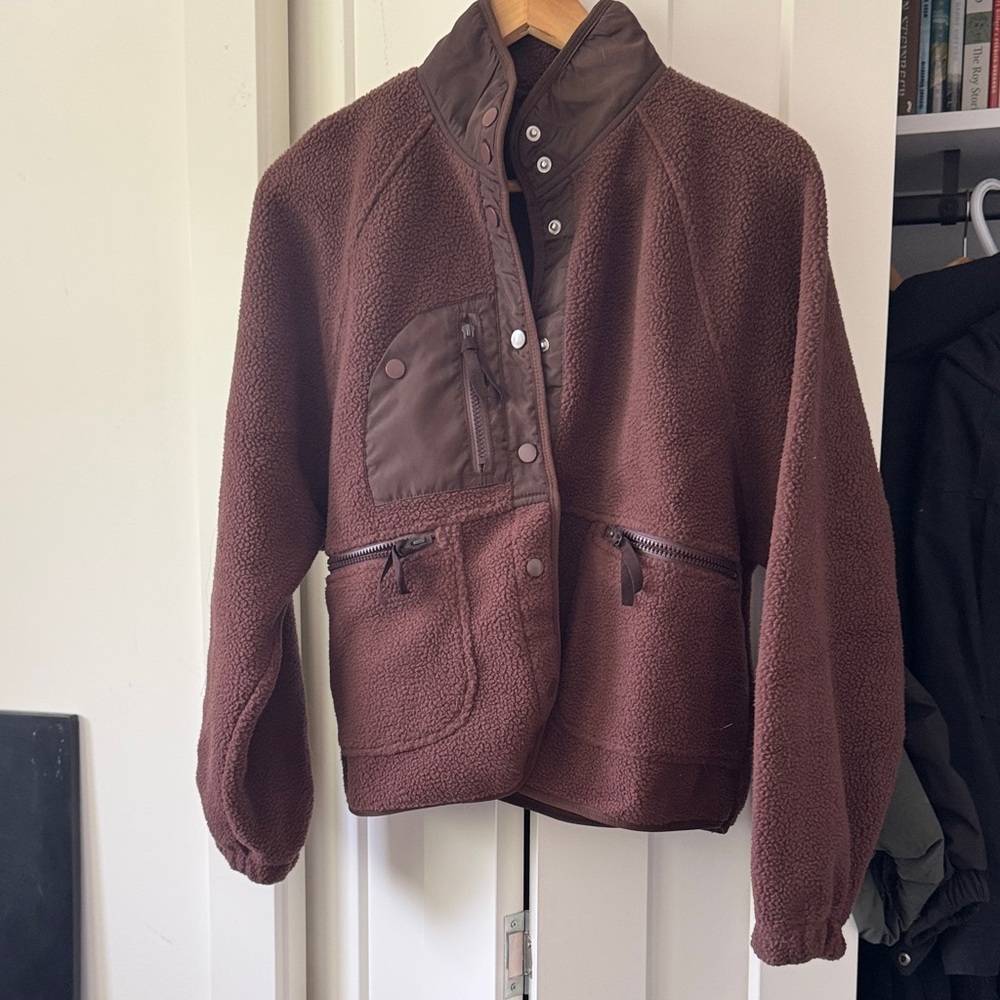 Brown Hit the Slopes style fleece jacket